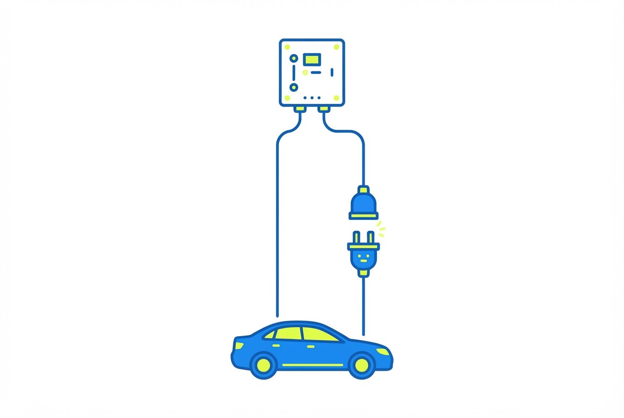 Two connection diagrams comparing a permanent connection and a plug-in connection